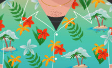 an illustration of the chest of a person in a hawaiian shirt