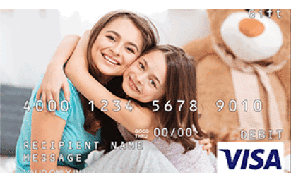 Visa gift card on a white background.