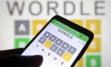 phone displaying wordle game