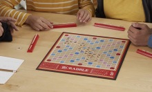 People playing Scrabble.