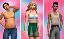 Sims with The Sims 4's new top surgery scar, shapewear, and binder.