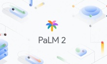 PaLM 2 logo against an abstract background