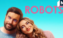 Jack Whitehall and Shailene Woodley on the 'Robots' movie poster