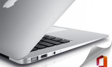 MacBook Air with Microsoft logo