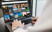 Photo gallery displayed on a laptop screen