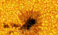 Solar telescope observing sunspot