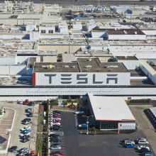 Aerial photo of Tesla's Fremont plant located in California