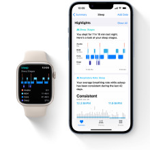 Apple Watch and Apple health app showing sleep activity