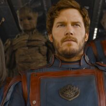 Pom Klementieff as Mantis, Groot (voiced by Vin Diesel), Chris Pratt as Peter Quill/Star-Lord, Dave Bautista as Drax, Karen Gillan as Nebula in Marvel Studios' "Guardians of the Galaxy Vol. 3." 