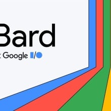 Bard at Google I/O text against an abstract background