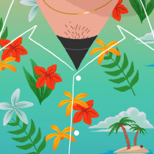 an illustration of the chest of a person in a hawaiian shirt