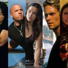 Seven characters from the "Fast and Furious" films in a composite image.