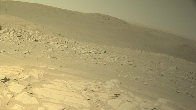 NASA's Perseverance rover captured a view inside Mars' Belva Crater.