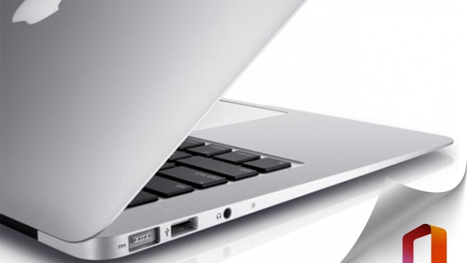 MacBook Air with Microsoft logo