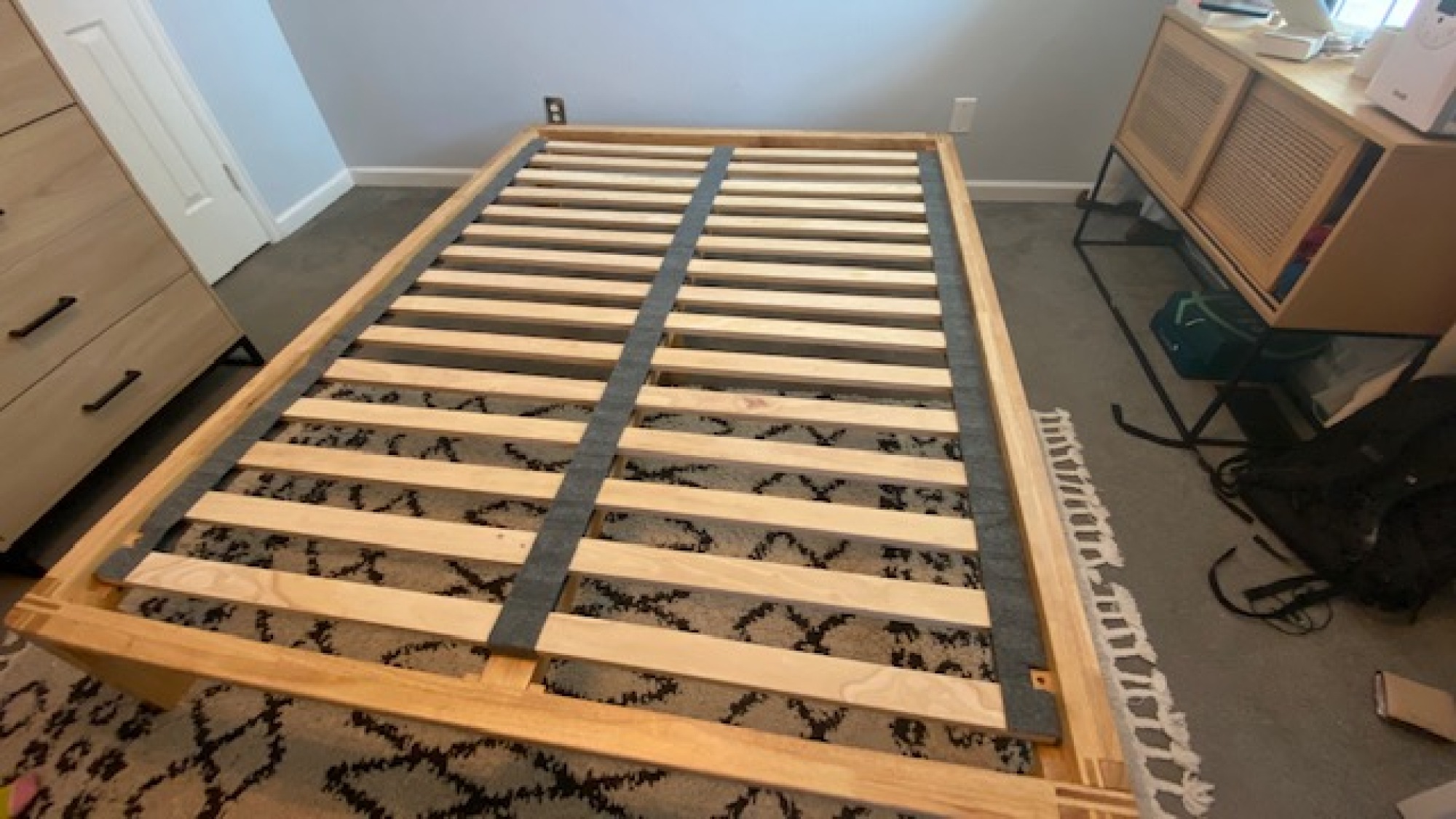 Thuma bed frame fully assembled with slats 
