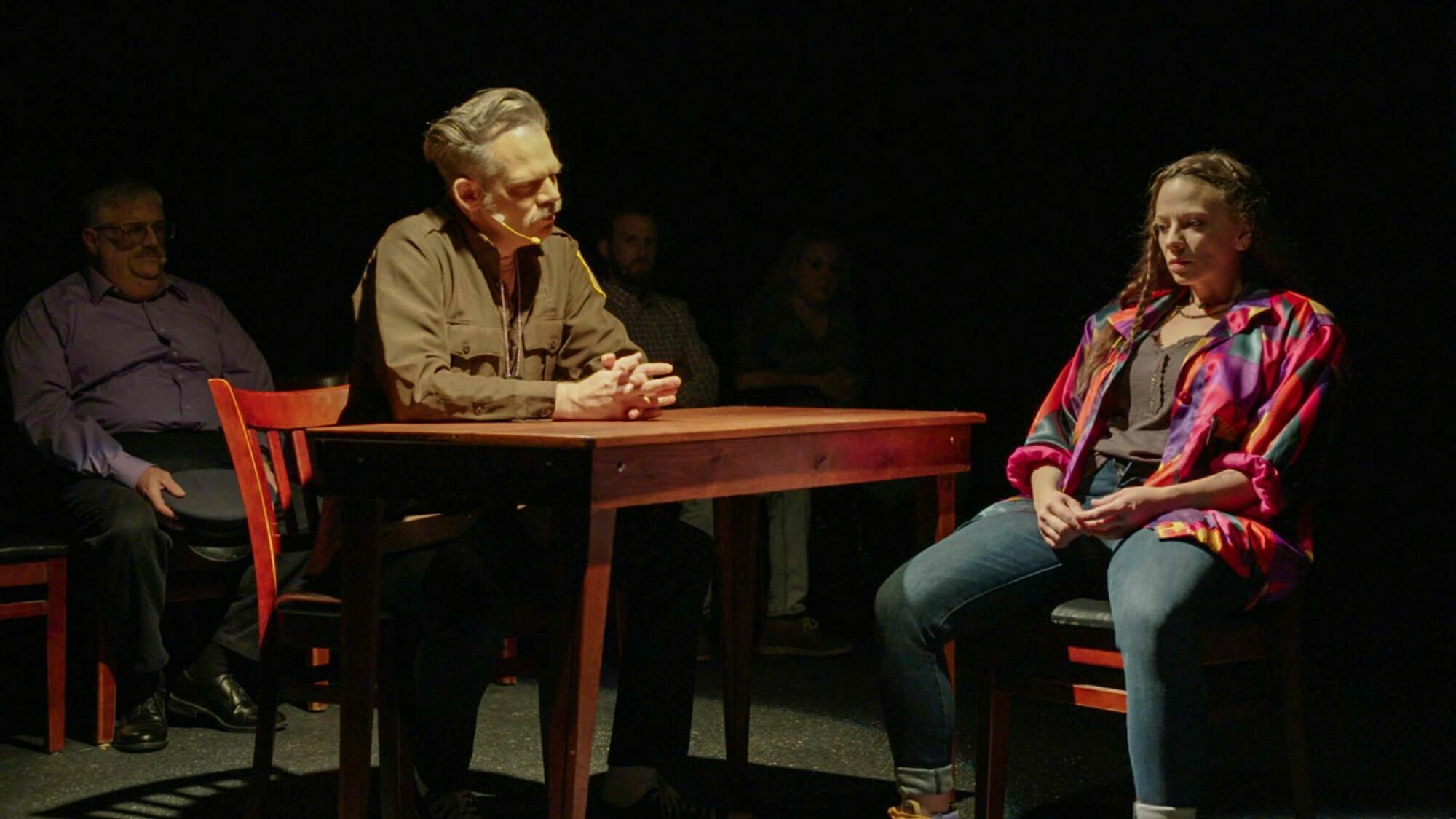 A pair of actors re-enact a controversial interrogation in "Mind Over Murder."