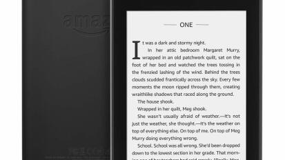 Kindle Paperwhite e-reader on a white background.