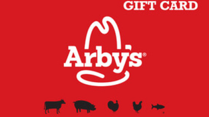 Restaurant gift card to Arby's on a white background.