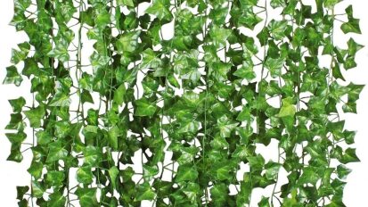 Artificial ivy garland on a white background.