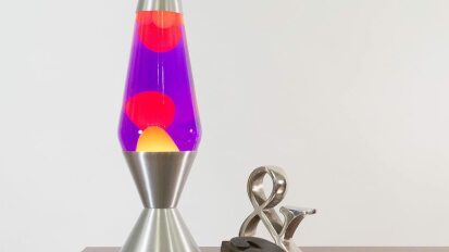 A lava lamp on a table.