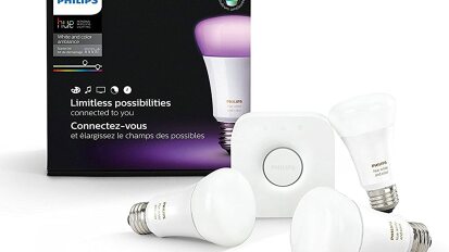 A smart light kit from Philips on a white background.