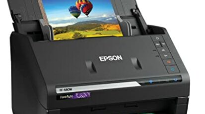 Epson FastFoto FF-680W Wireless High-Speed Photo and Document Scanning System on a white background.
