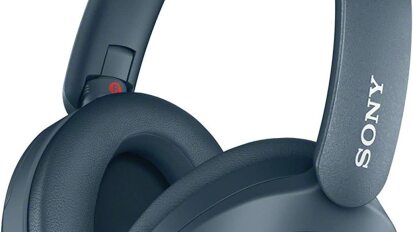 sony noise canceling headphones in blue
