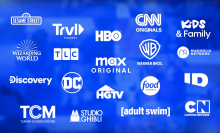 A screenshot of the Max trailer showing the logos of several brands featured on the streaming service.