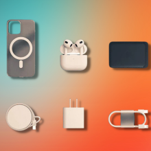 iphone accessory bundle with colorful gradient background