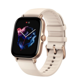 ivory white smartwatch against white background