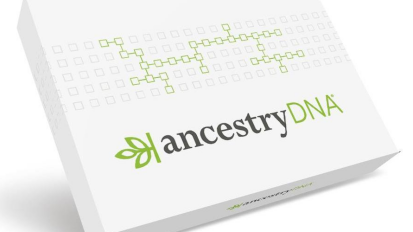 ancestrydna kit box against white background
