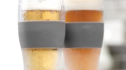 Self-chilling beer glasses from Host on a white background.