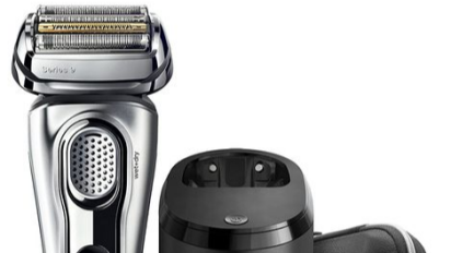 A Braun electric shaver on a white background.