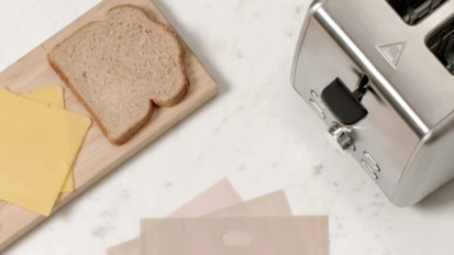 Toaster grilled cheese bags on a kitchen counter.