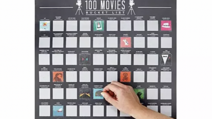 100 movies bucket list grid against white background