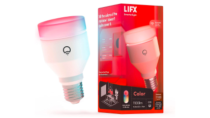 a LIFX color smart bulb next to its box