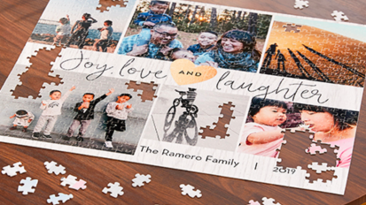 a custom shutterfly puzzle on a wooden table