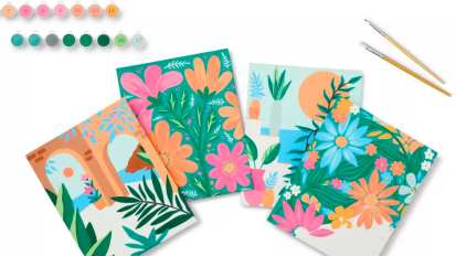 a floral paint by number kit from Target