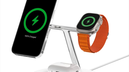 belkin magsafe wireless charging stand with iphone and apple watch