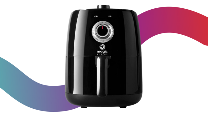 Black Air Fryer on a colorful background
