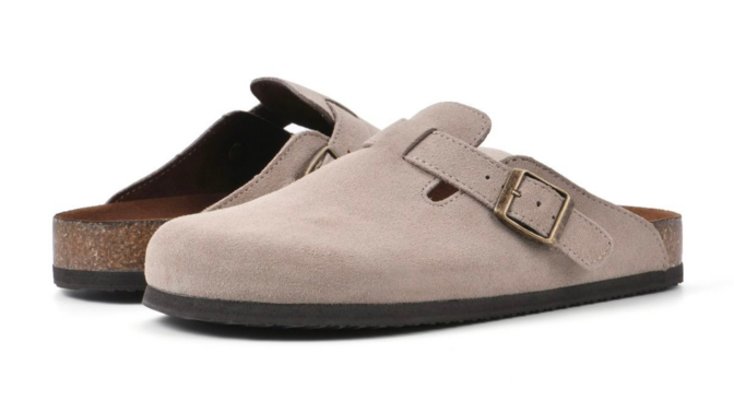 White Mountain Shoes Bari Footbeds Clogs in taupe suede
